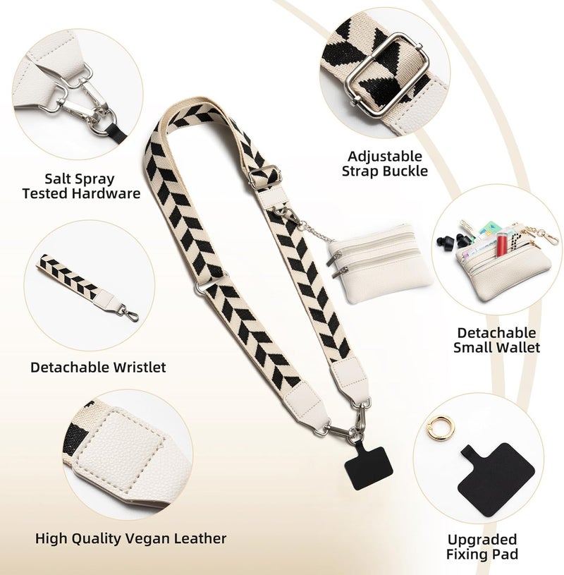 CUEDM Cell Phone Lanyard Crossbody,Adjustable Cell Phone Strap with Wristlet,Clip and Go Strap for Phone with Wallet - Image 4